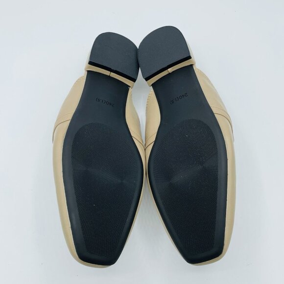 JiaLianNa Shoes Womens Size 7.5 Beige Brown Comfort Mules Heels Gold Chain Slip - Picture 10 of 10